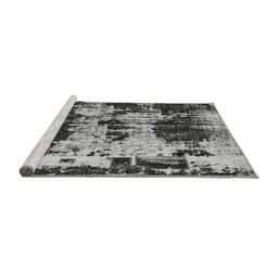 Sideview of Machine Washable Patchwork Gray Transitional Rug, wshabs5628gry