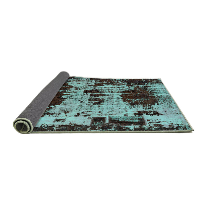 Sideview of Patchwork Turquoise Transitional Rug, abs5628turq