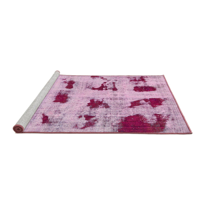 Sideview of Machine Washable Abstract Pink Rug, wshabs5629