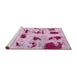 Sideview of Machine Washable Abstract Pink Rug, wshabs5629