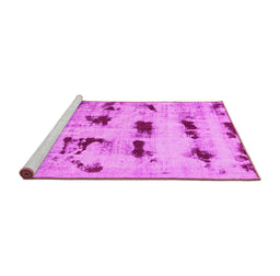 Sideview of Machine Washable Persian Pink Bohemian Rug, wshabs5629pnk