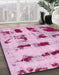 Machine Washable Abstract Pink Rug in a Family Room, wshabs5629