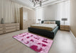 Machine Washable Abstract Pink Rug in a Bedroom, wshabs5629