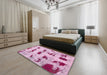 Abstract Pink Persian Rug in a Bedroom, abs5629