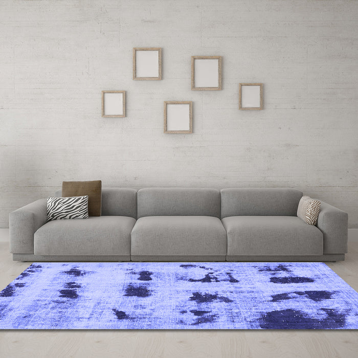 Machine Washable Persian Blue Bohemian Rug in a Living Room, wshabs5629blu