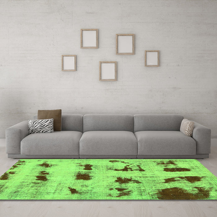 Machine Washable Persian Green Bohemian Area Rugs in a Living Room,, wshabs5629grn