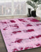 Abstract Pink Persian Rug in Family Room, abs5629