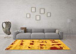 Machine Washable Persian Yellow Bohemian Rug in a Living Room, wshabs5629yw