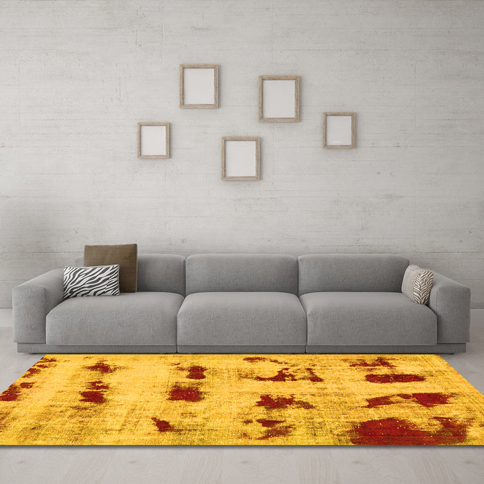 Machine Washable Persian Yellow Bohemian Rug in a Living Room, wshabs5629yw