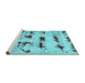 Sideview of Machine Washable Persian Turquoise Bohemian Area Rugs, wshabs5629turq