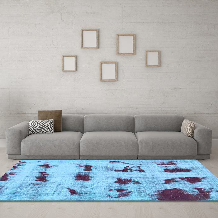 Machine Washable Persian Light Blue Bohemian Rug in a Living Room, wshabs5629lblu