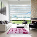 Square Abstract Pink Persian Rug in a Living Room, abs5629