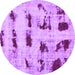 Round Machine Washable Persian Purple Bohemian Area Rugs, wshabs5629pur