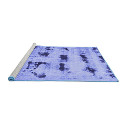 Sideview of Machine Washable Persian Blue Bohemian Rug, wshabs5629blu