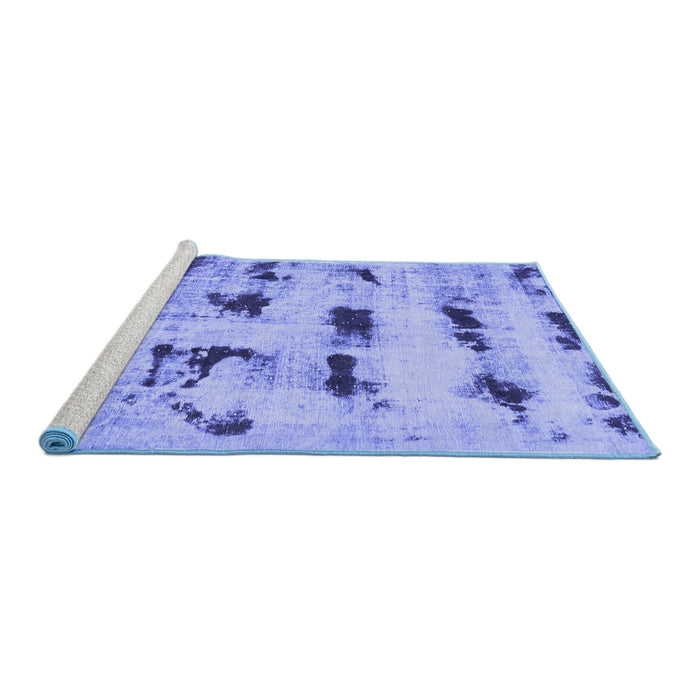 Sideview of Machine Washable Persian Blue Bohemian Rug, wshabs5629blu