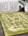 Machine Washable Abstract Dark Yellow Green Rug in a Family Room, wshabs562