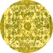 Round Abstract Yellow Modern Rug, abs562yw