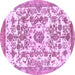 Round Abstract Purple Modern Rug, abs562pur