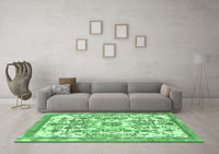 Machine Washable Abstract Emerald Green Modern Rug, wshabs562emgrn