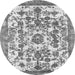 Round Machine Washable Abstract Gray Modern Rug, wshabs562gry