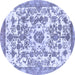 Round Machine Washable Abstract Blue Modern Rug, wshabs562blu