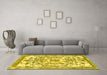 Machine Washable Abstract Yellow Modern Rug in a Living Room, wshabs562yw