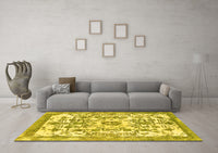 Machine Washable Abstract Yellow Modern Rug, wshabs562yw