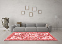 Machine Washable Abstract Red Modern Rug, wshabs562red