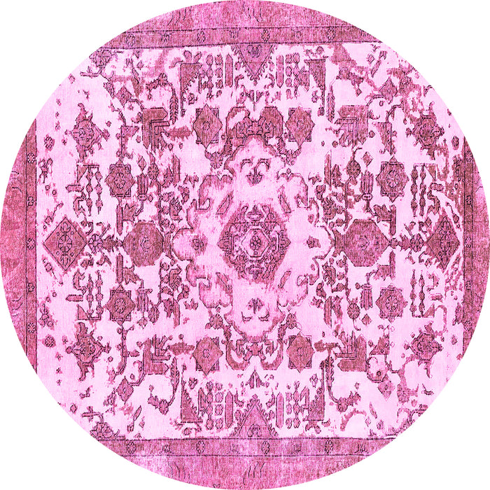 Round Machine Washable Abstract Pink Modern Rug, wshabs562pnk