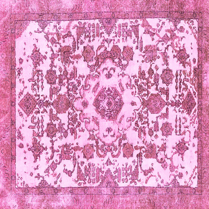 Square Machine Washable Abstract Pink Modern Rug, wshabs562pnk