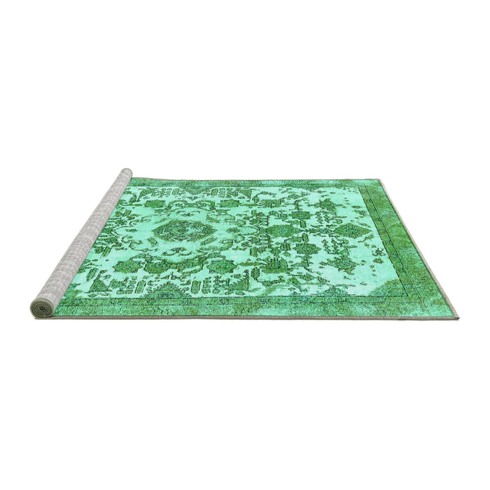 Sideview of Machine Washable Abstract Turquoise Modern Area Rugs, wshabs562turq