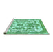 Sideview of Machine Washable Abstract Turquoise Modern Area Rugs, wshabs562turq