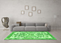 Machine Washable Abstract Green Modern Rug, wshabs562grn