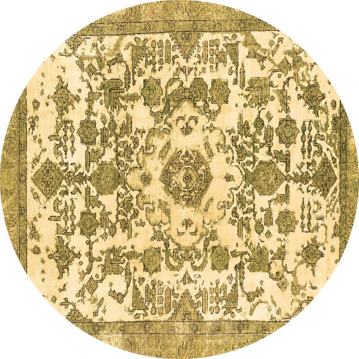 Round Abstract Brown Modern Rug, abs562brn