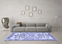 Machine Washable Abstract Blue Modern Rug, wshabs562blu