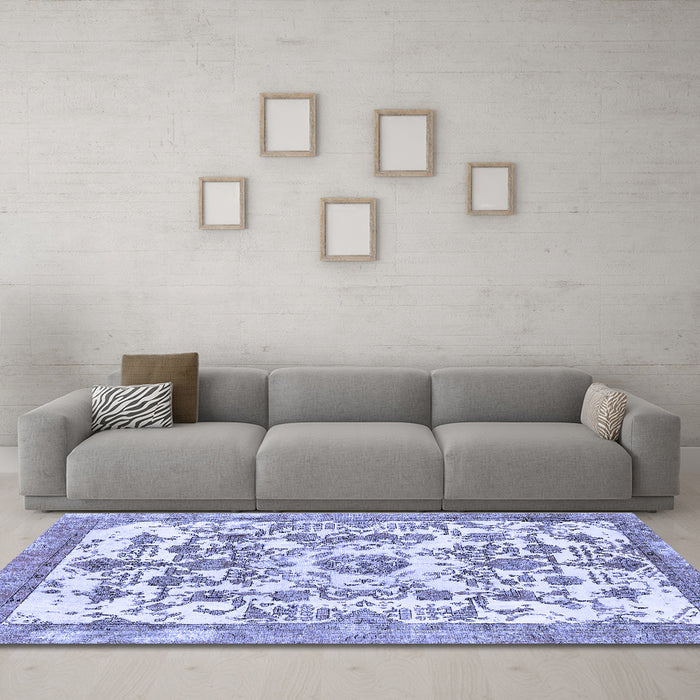 Machine Washable Abstract Blue Modern Rug in a Living Room, wshabs562blu