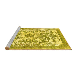 Sideview of Machine Washable Abstract Yellow Modern Rug, wshabs562yw