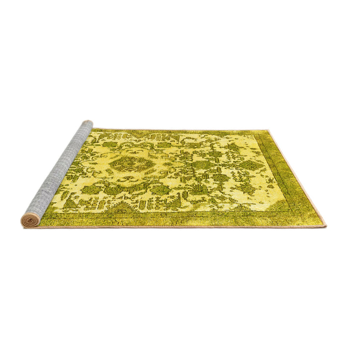 Sideview of Machine Washable Abstract Yellow Modern Rug, wshabs562yw