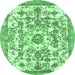 Round Abstract Emerald Green Modern Rug, abs562emgrn