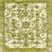 Square Machine Washable Abstract Dark Yellow Green Rug, wshabs562