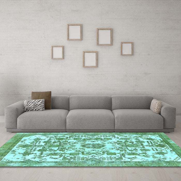 Machine Washable Abstract Light Blue Modern Rug in a Living Room, wshabs562lblu