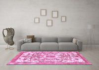 Machine Washable Abstract Pink Modern Rug, wshabs562pnk