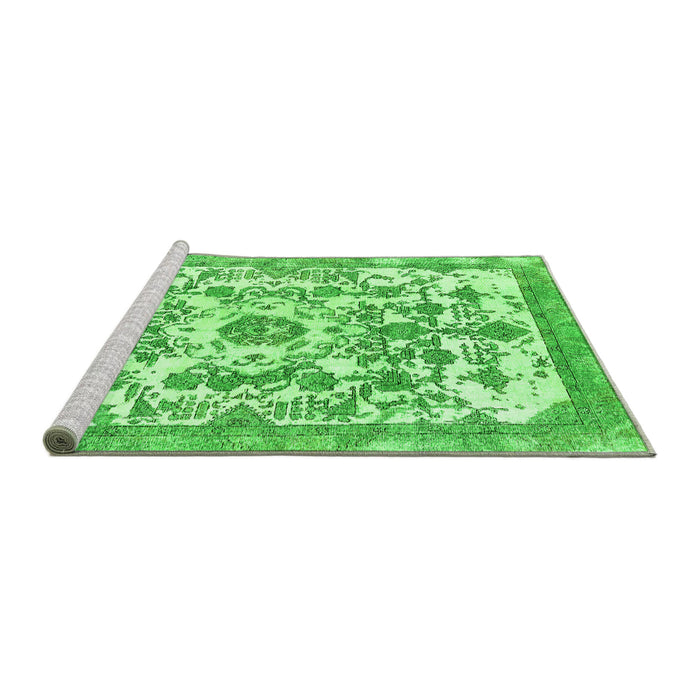 Sideview of Machine Washable Abstract Green Modern Area Rugs, wshabs562grn