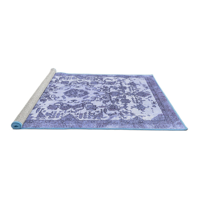 Sideview of Machine Washable Abstract Blue Modern Rug, wshabs562blu