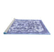 Sideview of Machine Washable Abstract Blue Modern Rug, wshabs562blu