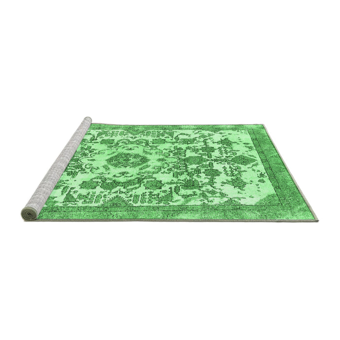 Sideview of Machine Washable Abstract Emerald Green Modern Area Rugs, wshabs562emgrn