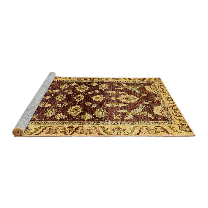 Sideview of Machine Washable Abstract Saffron Red Rug, wshabs563