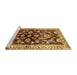 Sideview of Machine Washable Abstract Saffron Red Rug, wshabs563