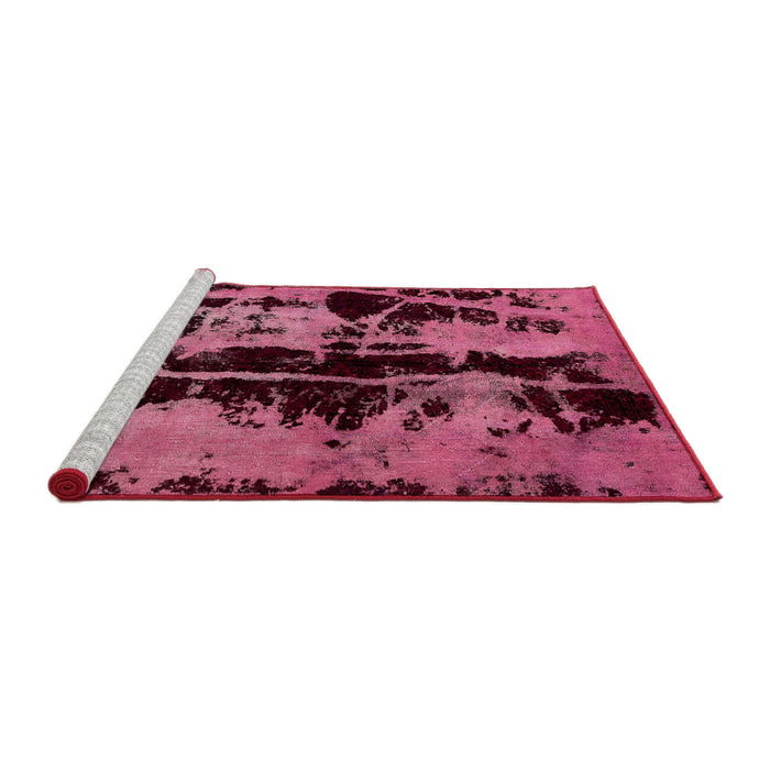 Sideview of Machine Washable Abstract Burgundy Red Rug, wshabs5630