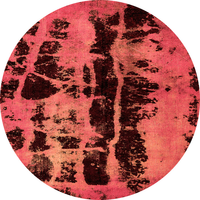 Round Machine Washable Persian Orange Bohemian Area Rugs, wshabs5630org